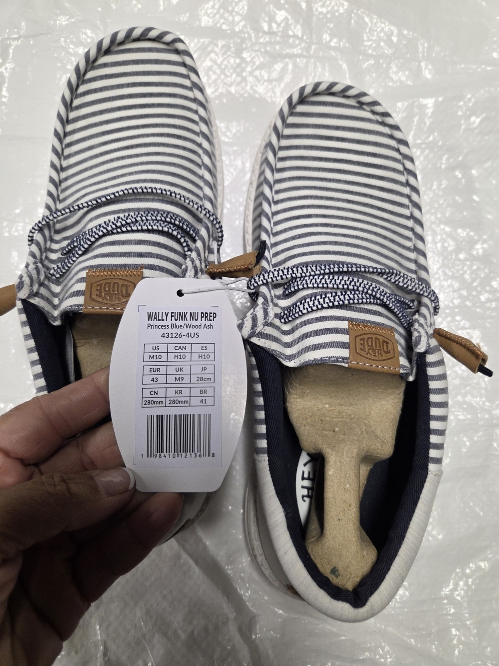 Hey Dude Men Wally Funk Striped Navy & White Slip-On Moccasins